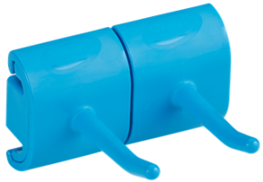 Vikan, Hygienic Wall Bracket, Double Hook Module, 82 mm, Blue
