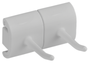 Vikan, Hygienic Wall Bracket, Double Hook Module, 82 mm, White