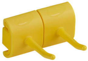 Vikan, Hygienic Wall Bracket, Double Hook Module, 82 mm, Yellow