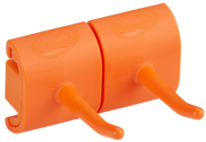 Vikan, Hygienic Wall Bracket, Double Hook Module, 82 mm, Orange