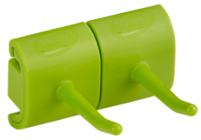 Vikan, Hygienic Wall Bracket, Double Hook Module, 82 mm, Lime