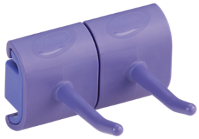 Vikan, Hygienic Wall Bracket, Double Hook Module, 82 mm, Purple