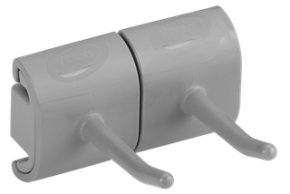 Vikan, Hygienic Wall Bracket, Double Hook Module, 82 mm, Gray