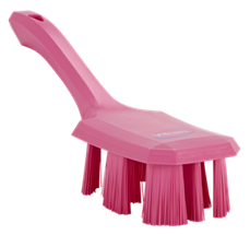 Vikan UST Hand Brush w/short handle, 10.2", Stiff, Pink