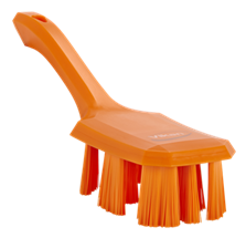 Vikan UST Hand Brush w/short handle, 10.2", Stiff, Orange