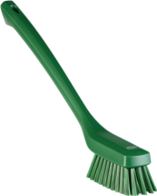 Vikan Narrow Cleaning Brush with Long Handle, 16.5", Stiff, Green