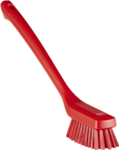 Vikan Narrow Cleaning Brush with Long Handle, 16.5", Stiff, Red