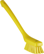 Vikan Narrow Cleaning Brush with Long Handle, 16.5", Stiff, Yellow