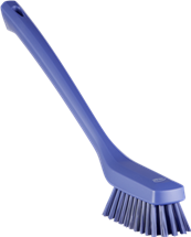 Vikan Narrow Cleaning Brush with Long Handle, 16.5", Stiff, Purple