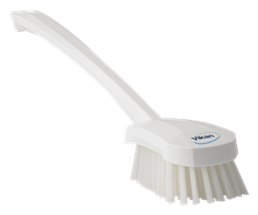 Vikan Washing Brush with long handle, 16.3", Stiff, White