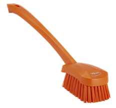 Vikan Washing Brush with long handle, 16.3", Stiff, Orange