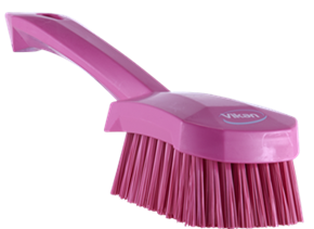 Vikan Washing Brush w/short Handle, 270 mm, Stiff, Pink