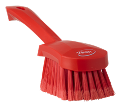 Vikan Washing Brush with short handle, 10.6", Soft/split, Red