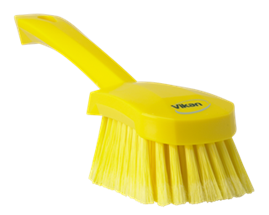 Vikan Washing Brush with short handle, 10.6", Soft/split, Yellow