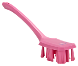 Vikan UST Hand Brush w/long Handle, 15.6", Stiff, Pink