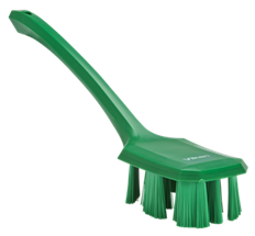 Vikan UST Hand Brush w/long Handle, 15.6", Stiff, Green