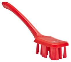 Vikan UST Hand Brush w/long Handle, 15.6", Stiff, Red