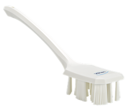 Vikan UST Hand Brush w/long Handle, 15.6", Stiff, White