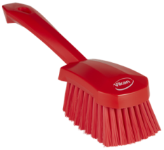 Vikan Washing Brush with short handle, 10.6", Soft, Red