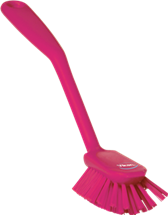 Vikan Dish Brush with scraping edge, 11", Medium, Pink