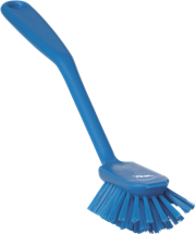 Vikan Dish Brush with scraping edge, 11", Medium, Blue