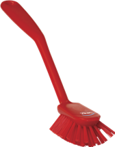 Vikan Dish Brush with scraping edge, 11", Medium, Red