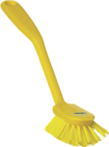 Vikan Dish Brush with scraping edge, 11", Medium, Yellow