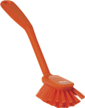 Vikan Dish Brush with scraping edge, 11", Medium, Orange