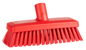 Vikan Compact Wall/Deck Scrub, 8.9" Stiff, Red