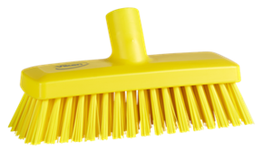 Vikan Compact Wall/Deck Scrub, 8.9" Stiff, Yellow