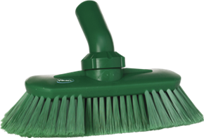 Vikan Washing Brush with Angle adjustment, waterfed, 9.4", Soft/split, Green