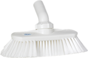 Vikan Washing Brush with Angle adjustment, waterfed, 9.4", Soft/split, White